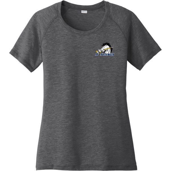 Mid-State Mustangs Ladies PosiCharge Tri-Blend Wicking Scoop Neck Raglan Tee