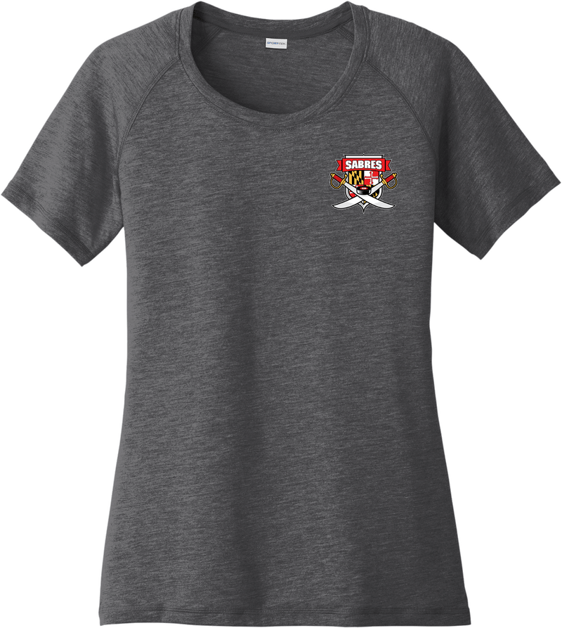 SOMD Sabres Ladies PosiCharge Tri-Blend Wicking Scoop Neck Raglan Tee