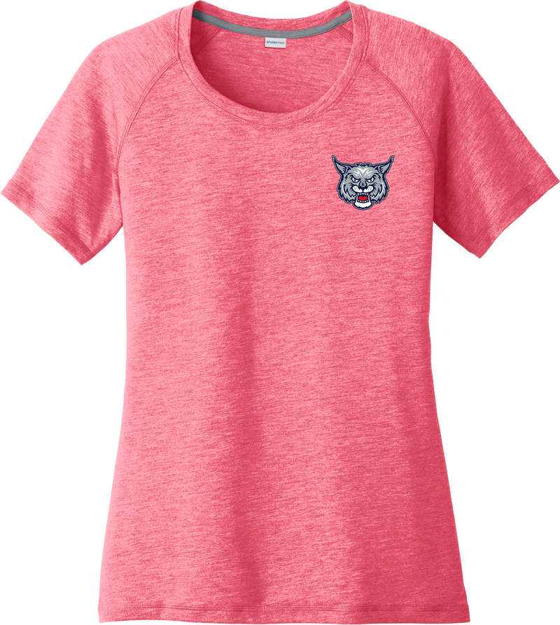 CT Bobcats Ladies PosiCharge Tri-Blend Wicking Scoop Neck Raglan Tee